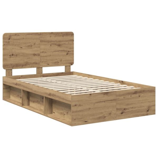 vidaXL Estructura de cama con cabecera Roble Artesanal 120 x 200 cm
