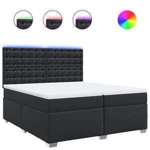 vidaXL Cama box spring con colch&oacute;n cuero sint&eacute;tico negro 200x200 cm