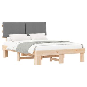 vidaXL Estructura de Cama con Cabecera Tapizada Gris Claro