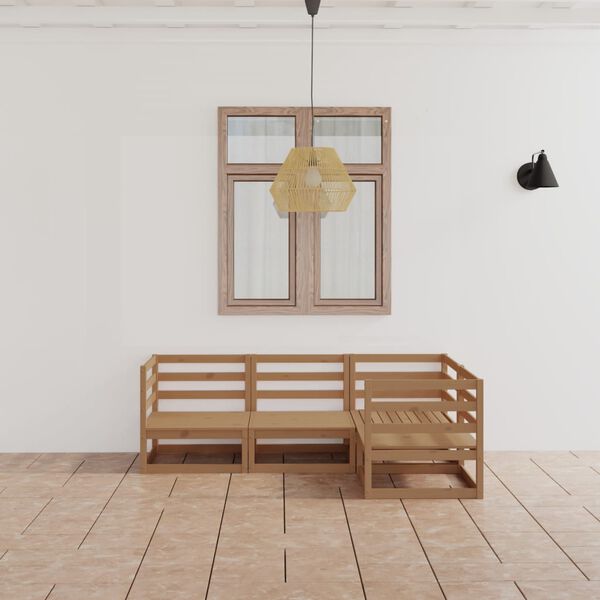 vidaXL Muebles de jard&iacute;n 4 piezas marr&oacute;n miel madera madera de pino