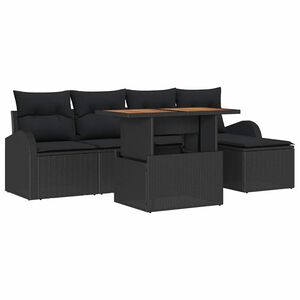 vidaXL Conjunto de sof&aacute; de jard&iacute;n 6 uds. Negro