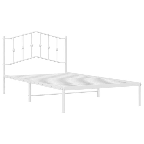 vidaXL Estructura cama sin colchón con cabecero metal blanco 107x203cm