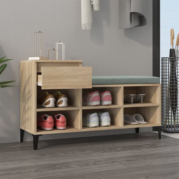 vidaXL Mueble zapatero madera contrachapada roble Sonoma 102x36x60 cm