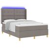 vidaXL Cama tipo Box Spring con tiras LED Taup&eacute; 160 x 200 cm tela