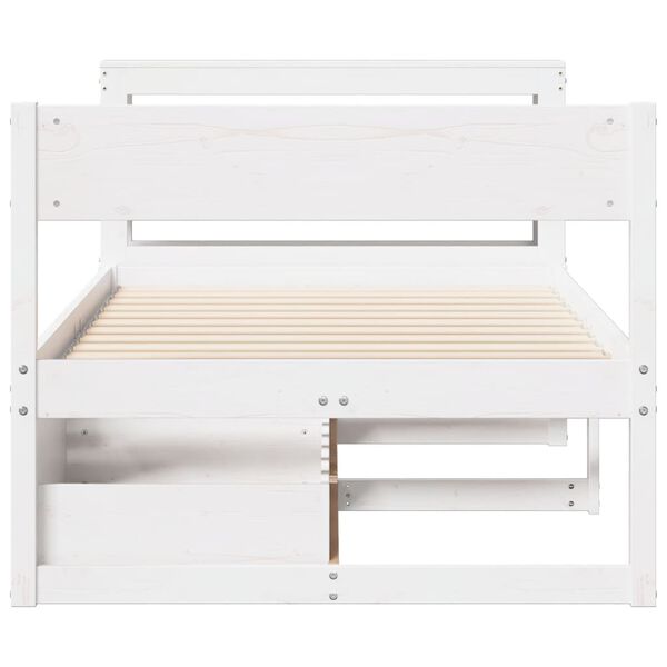 vidaXL Estructura de cama sin colch&oacute;n madera maciza blanca 90x190 cm