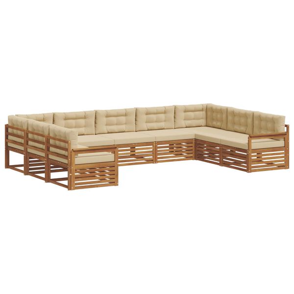 vidaXL Conjunto de sof&aacute;s de exterior con coj&iacute;n 9 pcs Natural y Beige