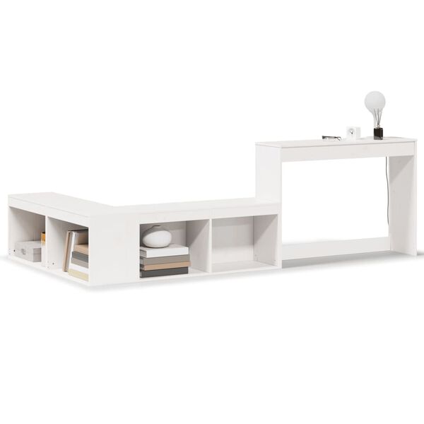 vidaXL Mesilla de noche con escritorio blanco 232x122x75 cm Madera maciza de pino
