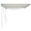 vidaXL Toldo retr&aacute;ctil manual con postes crema 6x3,5 m