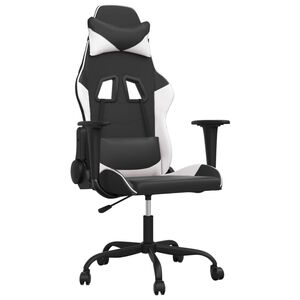 vidaXL Silla gaming de masaje cuero sint&eacute;tico negro y blanco