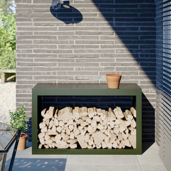 vidaXL Le&ntilde;ero de acero verde 100x40x80 cm