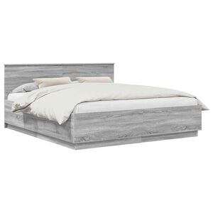 vidaXL Estructura de cama con cabecera Gris Sonoma 200 x 200 cm