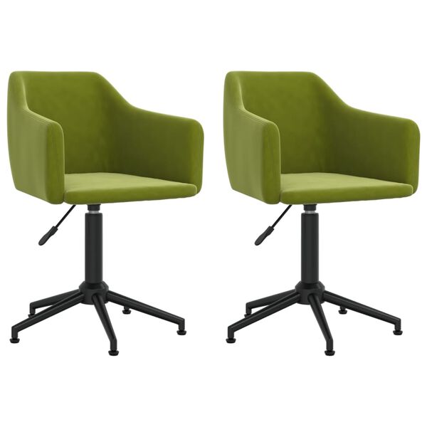 vidaXL Sillas de comedor giratorias 2 uds terciopelo verde claro