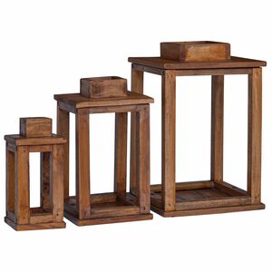 vidaXL Farol 3 uds. Natural 30 x 30 x 44 cm Madera de Caoba