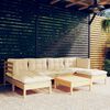 vidaXL Muebles de jard&iacute;n 7 piezas cojines madera de pino color crema