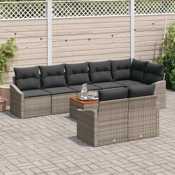 vidaXL Conjunto de sofá de jardín 9 pcs Gris