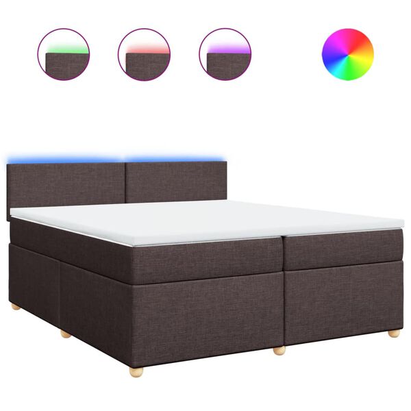 vidaXL Cama box spring con colch&oacute;n tela marr&oacute;n oscuro 200x200 cm