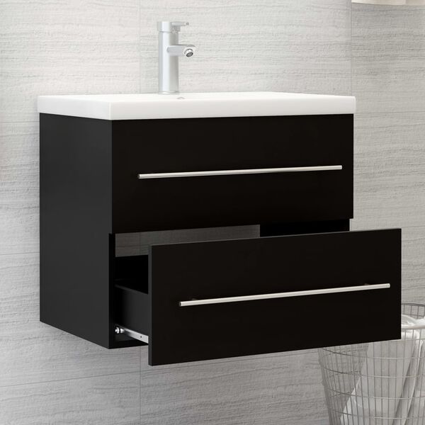 vidaXL Mueble con lavabo madera de ingenier&iacute;a negro