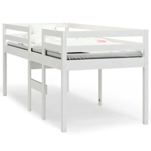 vidaXL Cama alta blanca madera maciza pino 90x200 cm