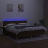 vidaXL Cama box spring con colch&oacute;n LED tela marr&oacute;n oscuro 180x200 cm