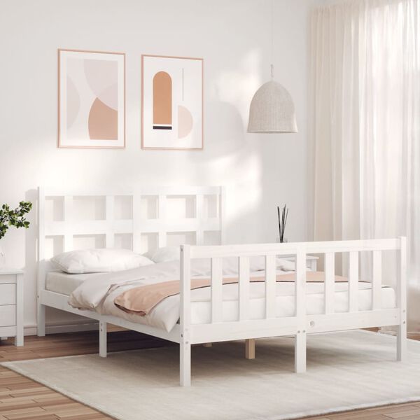 vidaXL Estructura de cama sin colch&oacute;n madera de pino blanca 120x200 cm