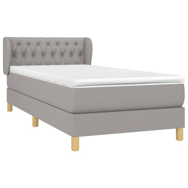 vidaXL Cama box spring con colch&oacute;n tela gris claro 100x200 cm