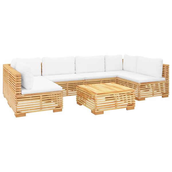 vidaXL Juego muebles de jard&iacute;n 7 piezas y cojines madera maciza teca