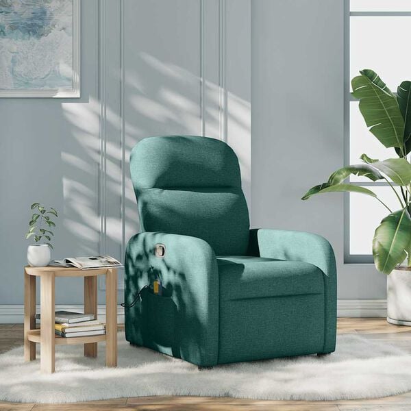vidaXL Sill&oacute;n de masaje reclinable de tela verde oscuro