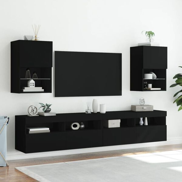 vidaXL Mueble para TV con luces LED negro 40,5x30x60 cm