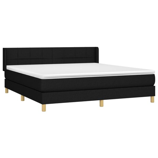 vidaXL Cama box spring con colch&oacute;n tela negro 160x200 cm