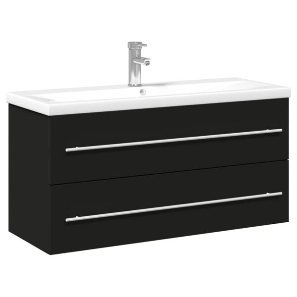 vidaXL Mueble de ba&ntilde;o con lavabo integrado negro