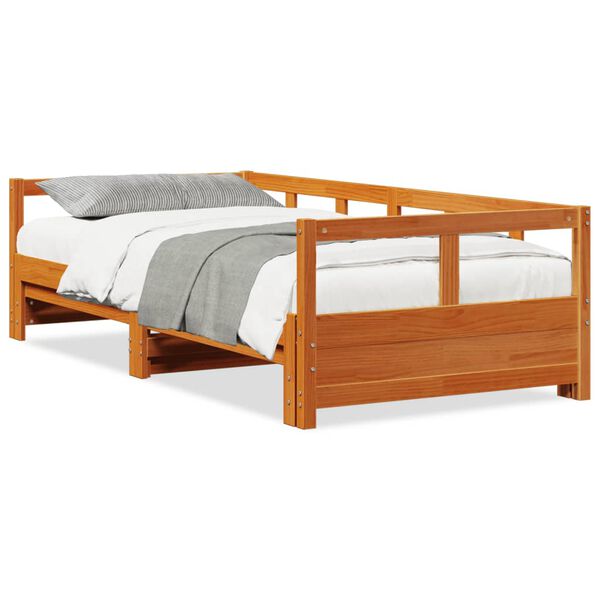 vidaXL Sofá cama sin colchón madera maciza pino marrón cera 90x190 cm