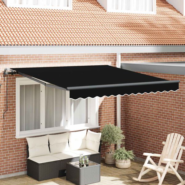 vidaXL Toldo Retr&aacute;ctil Negro 350 x 250 cm Tela y Aluminio