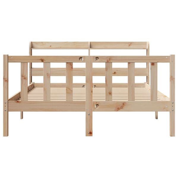 vidaXL Estructura de cama sin colch&oacute;n madera maciza de pino 135x190 cm