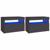 vidaXL Mesitas de noche luces LED 2 uds contrachapada gris 60x35x40cm