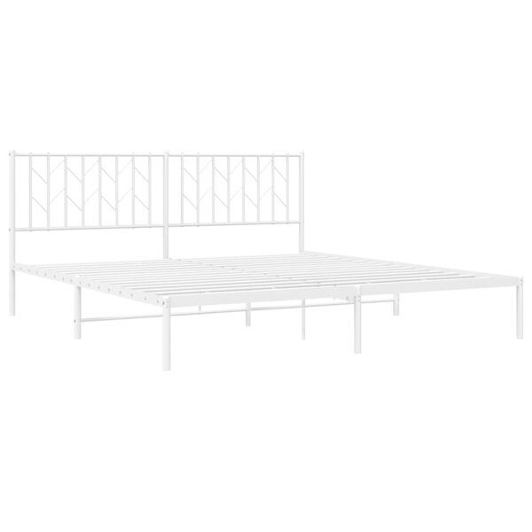 vidaXL Estructura cama sin colch&oacute;n con cabecero metal blanco 183x213cm