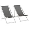 vidaXL Silla de playa plegable 2 unidades aluminio y textilene gris