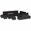 vidaXL Conjunto de sof&aacute;s de jard&iacute;n 13 uds. Negro rat&aacute;n sint&eacute;tico