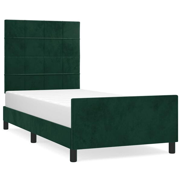 vidaXL Estructura cama sin colch&oacute;n terciopelo verde oscuro 120x200 cm