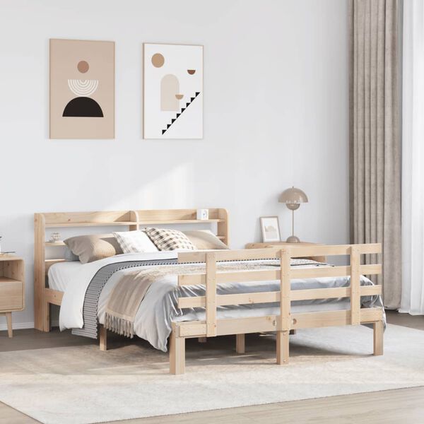 vidaXL Estructura de cama con cabecero madera maciza pino 140x200 cm