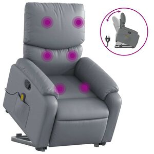 vidaXL Sill&oacute;n reclinable de masaje de pie cuero artificial gris