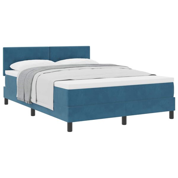 vidaXL Cama tipo Box Spring Azul Oscuro 140 x 200 cm Terciopelo