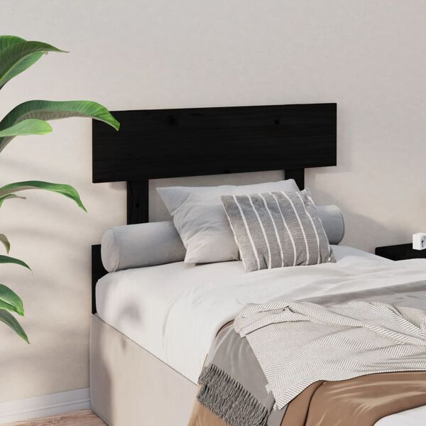 vidaXL Cabecero de cama madera maciza de pino negro 93,5x3x81 cm