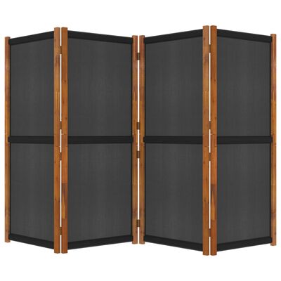 vidaXL Biombo divisor de 4 paneles negro 280x180 cm