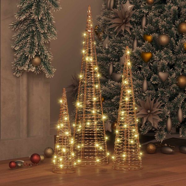 vidaXL &Aacute;rbol de Navidad con 90 LED 3 pcs c&aacute;lido 20 x 20 x 80 cm PET