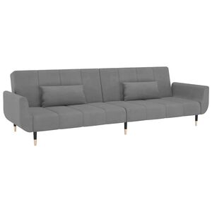 vidaXL Sof&aacute; cama de 2 plazas con dos almohadas terciopelo gris claro