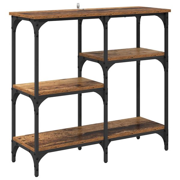 vidaXL Mesa Consola con estante Madera envejecida 80 x 29 x 75 cm