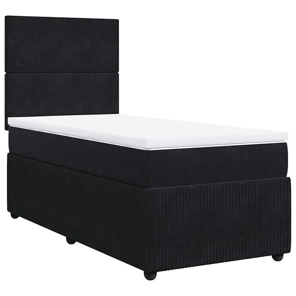 vidaXL Cama box spring con colch&oacute;n terciopelo negro 80x200 cm