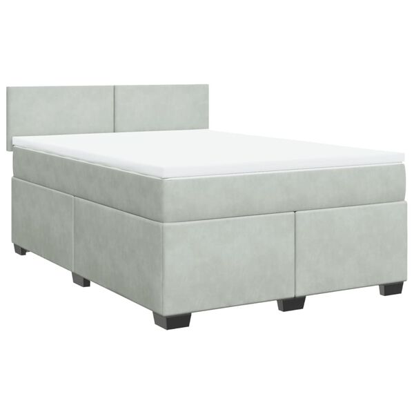 vidaXL Cama box spring con colch&oacute;n terciopelo gris claro 140x190 cm