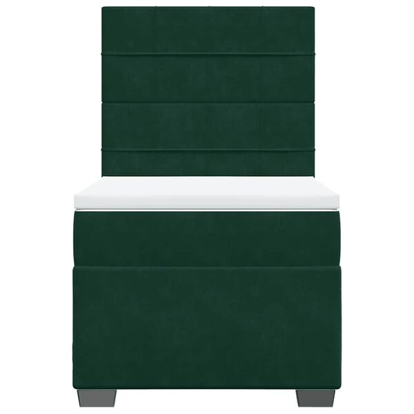 vidaXL Cama box spring con colch&oacute;n terciopelo verde oscuro 100x200 cm