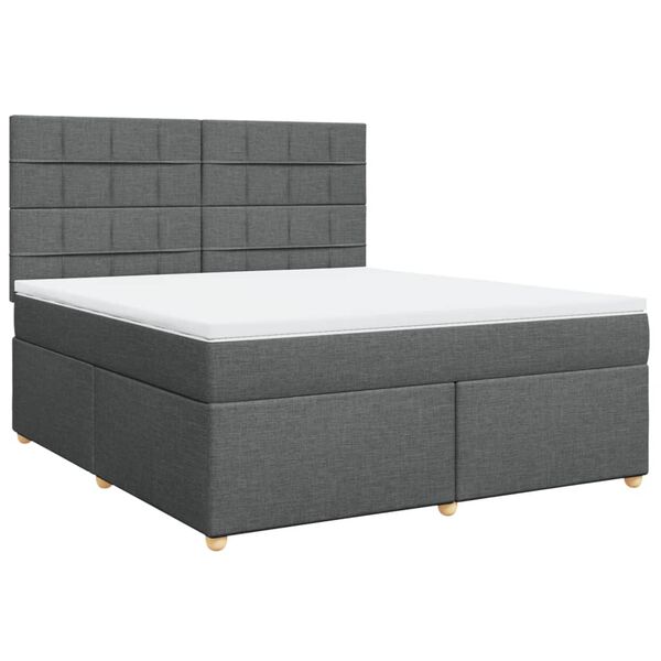 vidaXL Cama box spring con colch&oacute;n tela gris oscuro 180x200 cm